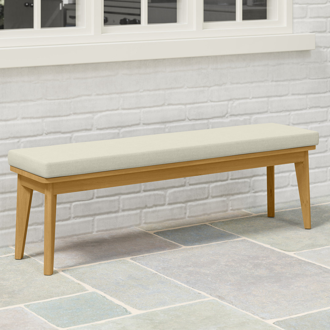 Itzabelle Solid Wood Patio Dining Bench With Cushion